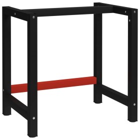Estructura de banco de trabajo metal negro y rojo 150x57x79 cm