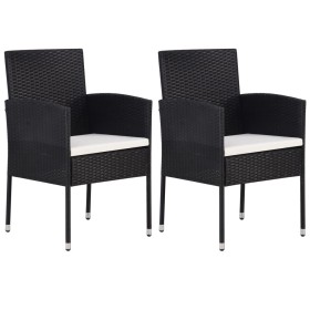 Sillas de jardín con cojines crema 2 uds ratán sintético negro de , Sillas de jardín - Ref: Foro24-318724, Precio: 98,82 €, D...