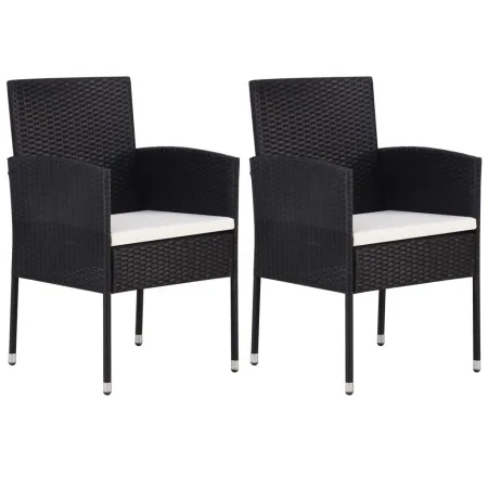 Sillas de jardín con cojines crema 2 uds ratán sintético negro de , Sillas de jardín - Ref: Foro24-318724, Precio: 94,02 €, D...