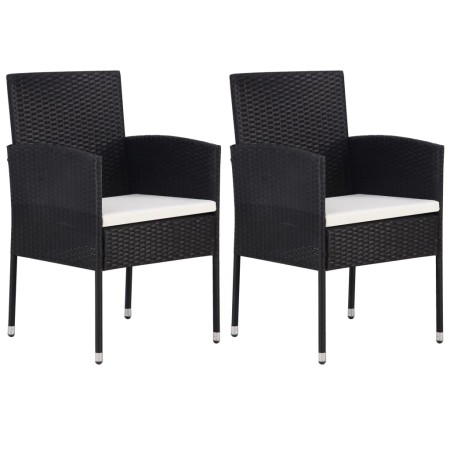 Sillas de jardín con cojines crema 2 uds ratán sintético negro by , Garden chairs - Ref: Foro24-318724, Price: 98,82 €, Disco...