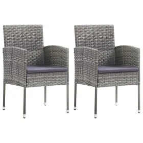 Sillas de jardín con cojines grises 2 uds ratán sintético gris de , Sillas de jardín - Ref: Foro24-318705, Precio: 106,25 €, ...