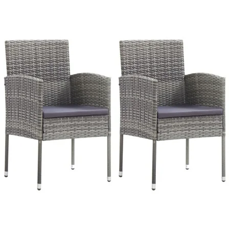 Gartenstühle mit grauen Kissen, 2 Stück, graues Kunststoffrattan von , Gartenstühle - Ref: Foro24-318705, Preis: 106,25 €, Ra...