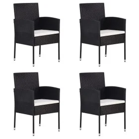 Sillas de jardín con cojines crema 4 uds ratán sintético negro by , Garden chairs - Ref: Foro24-318707, Price: 190,97 €, Disc...