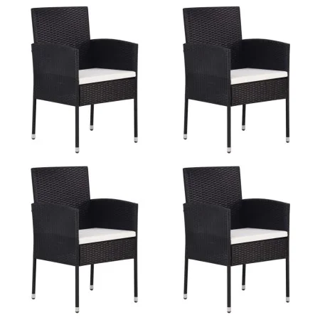 Sillas de jardín con cojines crema 4 uds ratán sintético negro de , Sillas de jardín - Ref: Foro24-318707, Precio: 190,97 €, ...