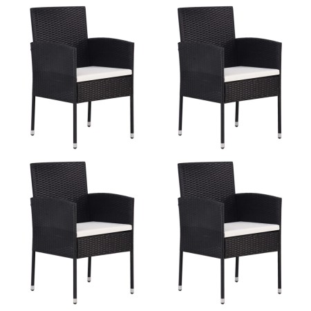 Sillas de jardín con cojines crema 4 uds ratán sintético negro de , Sillas de jardín - Ref: Foro24-318707, Precio: 158,18 €