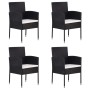 Sillas de jardín con cojines crema 4 uds ratán sintético negro de , Sillas de jardín - Ref: Foro24-318707, Precio: 158,18 €