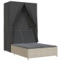 Doppel-Liegestuhl mit Dach und Vorhängen aus hellem grauen synthetischen Rattan. von , Liegen - Ref: Foro24-368104, Preis: 26...