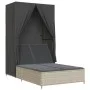 Tumbona doble con techo y cortinas ratán sintético gris claro de , Tumbonas - Ref: Foro24-368104, Precio: 292,19 €, Descuento: %
