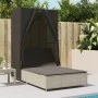 Doppel-Liegestuhl mit Dach und Vorhängen aus hellem grauen synthetischen Rattan. von , Liegen - Ref: Foro24-368104, Preis: 29...