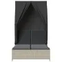 Tumbona doble con techo y cortinas ratán sintético gris claro de , Tumbonas - Ref: Foro24-368104, Precio: 292,19 €, Descuento: %