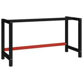 Werkbank mit schwarzer und roter Metallstruktur, 150 x 57 x 79 cm von vidaXL, Tischbeine - Ref: Foro24-147929, Preis: 78,23 €...
