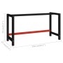 Werkbank mit schwarzer und roter Metallstruktur, 150 x 57 x 79 cm von vidaXL, Tischbeine - Ref: Foro24-147929, Preis: 79,39 €...