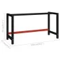 Werkbank mit schwarzer und roter Metallstruktur, 150 x 57 x 79 cm von vidaXL, Tischbeine - Ref: Foro24-147929, Preis: 78,40 €...
