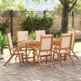 Juego comedor de jardín 7 pzas madera maciza acacia y textileno by , Garden sets - Ref: Foro24-3279283, Price: 643,28 €, Disc...