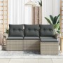 Conjunto de sofá de jardín 4 pcs Gris 55 x 55 x 37 cm