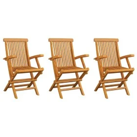 Garden chairs, 3 units, solid teak wood by vidaXL, Garden chairs - Ref: Foro24-312277, Price: 210,98 €, Discount: %