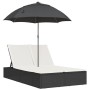 Doppelliege mit Kissen und Sonnenschirm aus schwarzem synthetischem Rattan von , Liegen - Ref: Foro24-368081, Preis: 256,76 €...