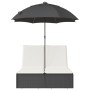 Tumbona doble con cojines y sombrilla ratán sintético negro by , Loungers - Ref: Foro24-368081, Price: 256,76 €, Discount: %