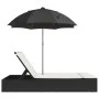 Tumbona doble con cojines y sombrilla ratán sintético negro by , Loungers - Ref: Foro24-368081, Price: 269,07 €, Discount: %