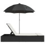 Tumbona doble con cojines y sombrilla ratán sintético negro by , Loungers - Ref: Foro24-368081, Price: 256,76 €, Discount: %