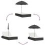 Tumbona doble con cojines y sombrilla ratán sintético negro by , Loungers - Ref: Foro24-368081, Price: 269,07 €, Discount: %