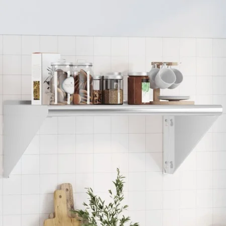 Estante de pared de acero inoxidable plateado 75x45x31 cm by , Shelves and shelves - Ref: Foro24-30274, Price: 56,68 €, Disco...