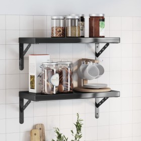 Estantes de pared 2 uds acero inoxidable negro 50x23,5x3 cm de , Estantes y estanterías - Ref: Foro24-30295, Precio: 34,96 €,...