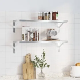 Estantes de pared 2 uds acero inoxidable plateado 75x23,5x3 cm by , Shelves and shelves - Ref: Foro24-30283, Price: 61,18 €, ...