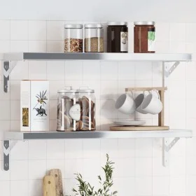 Soportes de estante 4 uds acero inoxidable plata 20x2,5x14 cm by , Shelves and shelves - Ref: Foro24-30297, Price: 18,83 €, D...