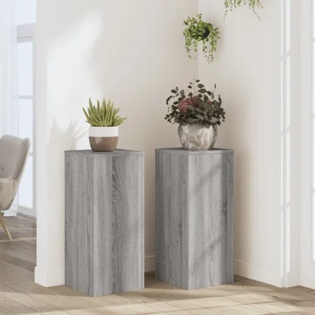 Pflanzenständer 2 Stück in Sonoma-Grau aus Holz, 30x30x70 cm. von , Topfständer - Ref: Foro24-852929, Preis: 68,17 €, Rabatt: %