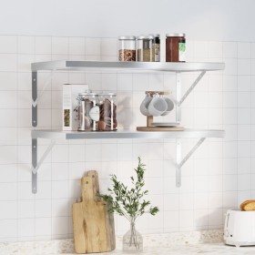 Estantes de pared 2 uds acero inoxidable plateado 75x40x3 cm de , Estantes y estanterías - Ref: Foro24-30281, Precio: 48,23 €...