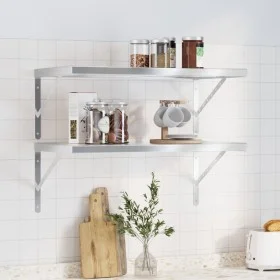Wandregale 2 Stück Edelstahl silber 75x40x3 cm von , Regale und Regale - Ref: Foro24-30281, Preis: 47,50 €, Rabatt: %