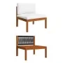 Central garden sofa with solid acacia wood and cushions by vidaXL, Modular outdoor sofas - Ref: Foro24-312429, Price: 107,25 ...
