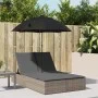Doppel-Liegestuhl mit Kissen und Sonnenschirm aus grauem synthetischem Rattan. von , Liegen - Ref: Foro24-368083, Preis: 277,...