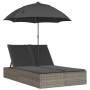 Tumbona doble con cojines y sombrilla ratán sintético gris by , Loungers - Ref: Foro24-368083, Price: 264,80 €, Discount: %