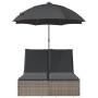 Doppel-Liegestuhl mit Kissen und Sonnenschirm aus grauem synthetischem Rattan. von , Liegen - Ref: Foro24-368083, Preis: 264,...