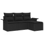 Conjunto de sofá de jardín 4 pcs Negro 55 x 55 x 37 cm