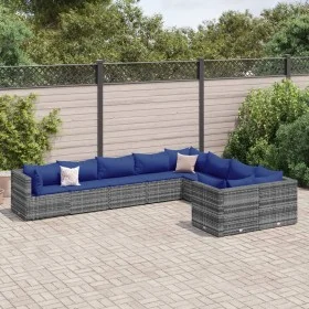 Set de sofás de jardín con cojines 9 pzas ratán sintético gris by , Garden sets - Ref: Foro24-3308319, Price: 605,50 €, Disco...
