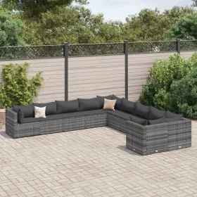 Set de sofás de jardín y cojines 10 pzas ratán sintético gris by , Garden sets - Ref: Foro24-3308346, Price: 658,66 €, Discou...