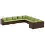 Set de sofás de jardín 10 pzas y cojines ratán sintético marrón by , Garden sets - Ref: Foro24-3308350, Price: 751,87 €, Disc...