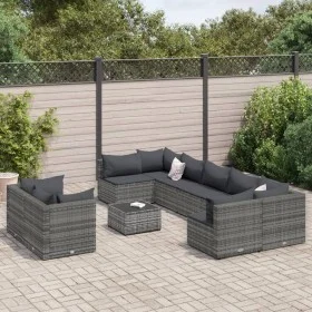 Set de sofás de jardín y cojines 10 pzas ratán sintético gris by , Garden sets - Ref: Foro24-3308306, Price: 715,98 €, Discou...