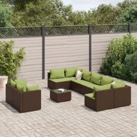 Gartensofa-Set, 10-teilig, mit braunen Kissen aus synthetischem Rattan. von , Gartensets - Ref: Foro24-3308310, Preis: 752,00...