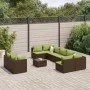 Gartensofa-Set, 10-teilig, mit braunen Kissen aus synthetischem Rattan. von , Gartensets - Ref: Foro24-3308310, Preis: 753,29...