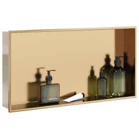 Hornacina ducha acero inoxidable dorado cepillado 62x32x9 cm by , Shower walls and screens - Ref: Foro24-4005129, Price: 96,2...