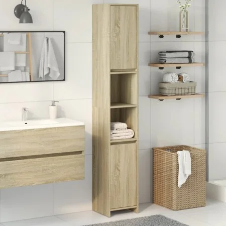 Badezimmerschrank aus Sperrholz in Eichenholzfarbe, 30x30x183,5 cm. von , Badezimmermöbel - Ref: Foro24-849608, Preis: 67,00 ...