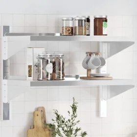 Estante de pared acero inoxidable plateado 75x40x60 cm de , Estantes y estanterías - Ref: Foro24-30312, Precio: 56,94 €, Desc...