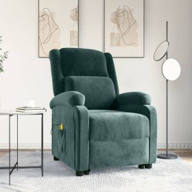 Sillón de masaje elevable terciopelo verde oscuro