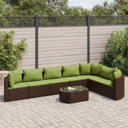 Set sofás de jardín 8 piezas y cojines ratán sintético marrón by , Garden sets - Ref: Foro24-3308390, Price: 591,90 €, Discou...