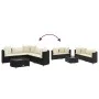 6-teiliges Gartensofa-Set und Kissen aus schwarzem Kunststoff-Rattan. von , Gartensets - Ref: Foro24-3308392, Preis: 412,20 €...