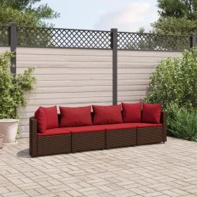 Set de sofás de jardín 4 pzas y cojines ratán sintético marrón by , Garden sets - Ref: Foro24-3308461, Price: 265,76 €, Disco...